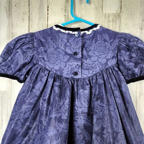 Rare Editions Rose Print Dress Blue Size 4 - Picture 7 of 9